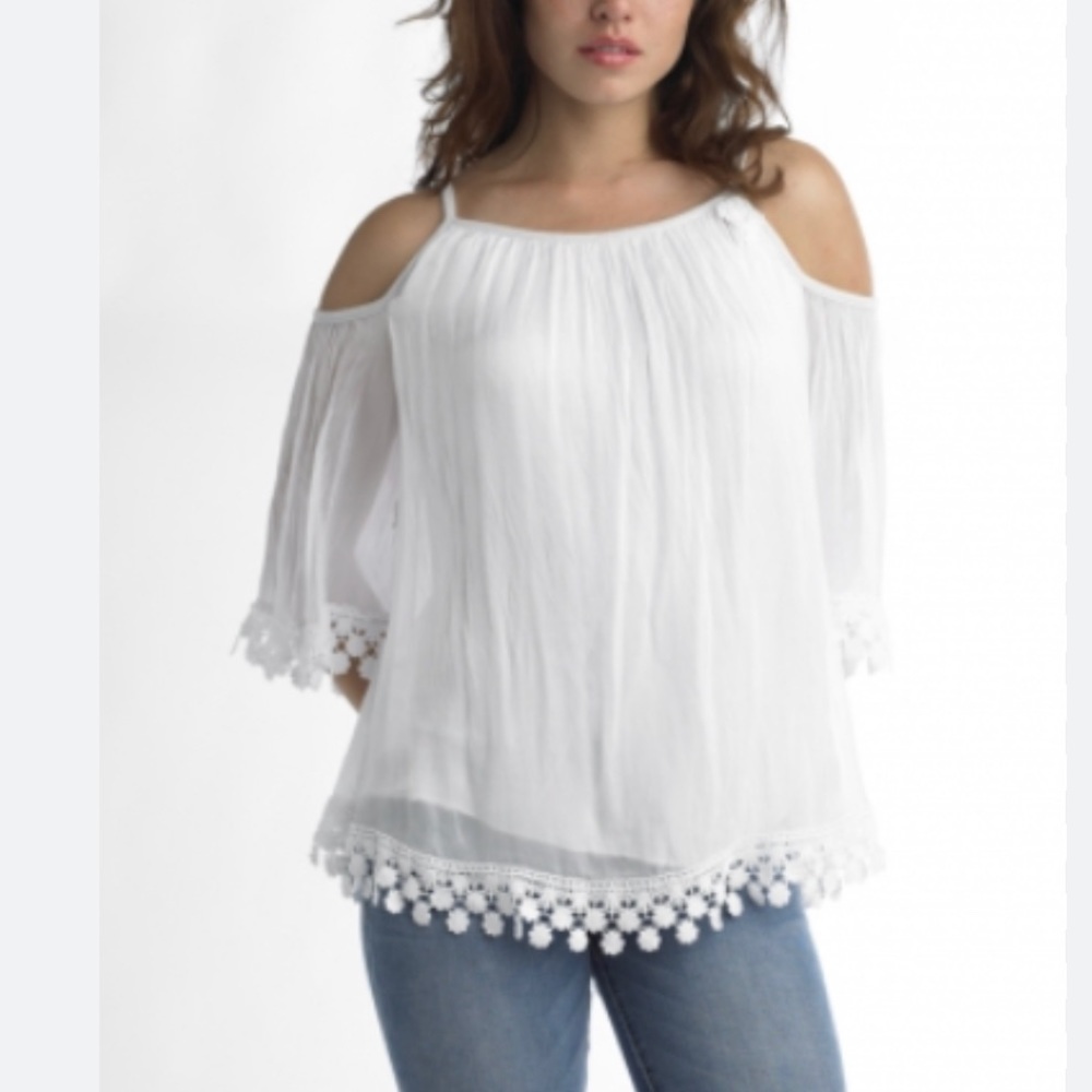 Unique Spectrum Tops | White Off Shoulder Top